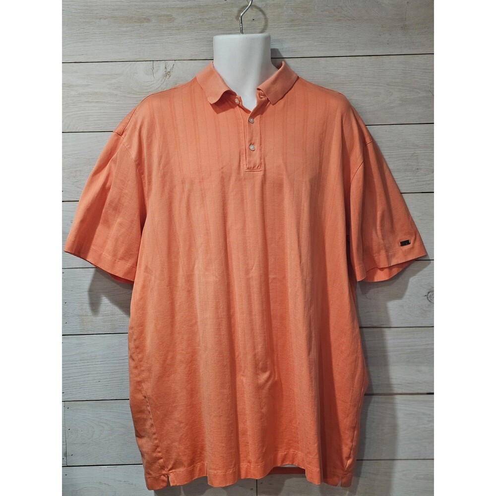 Nike Polo Shirt Mens 2XL XXL Orange Tiger Woods Dry Fit Performance Golf Stretch